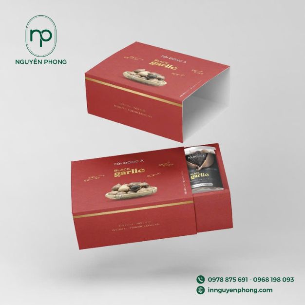 mẫu hộp dạng rút đựng tỏi đen
